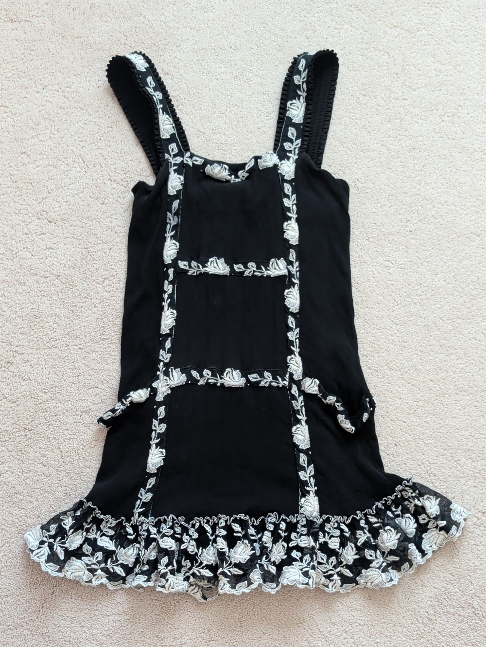 Alice + Olivia Black Silk Floral Dress Size M